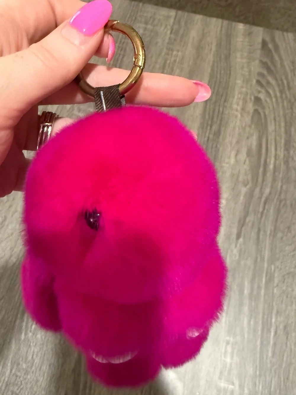 Fuchsia Bunny Fur Keychain/Bag Charm
